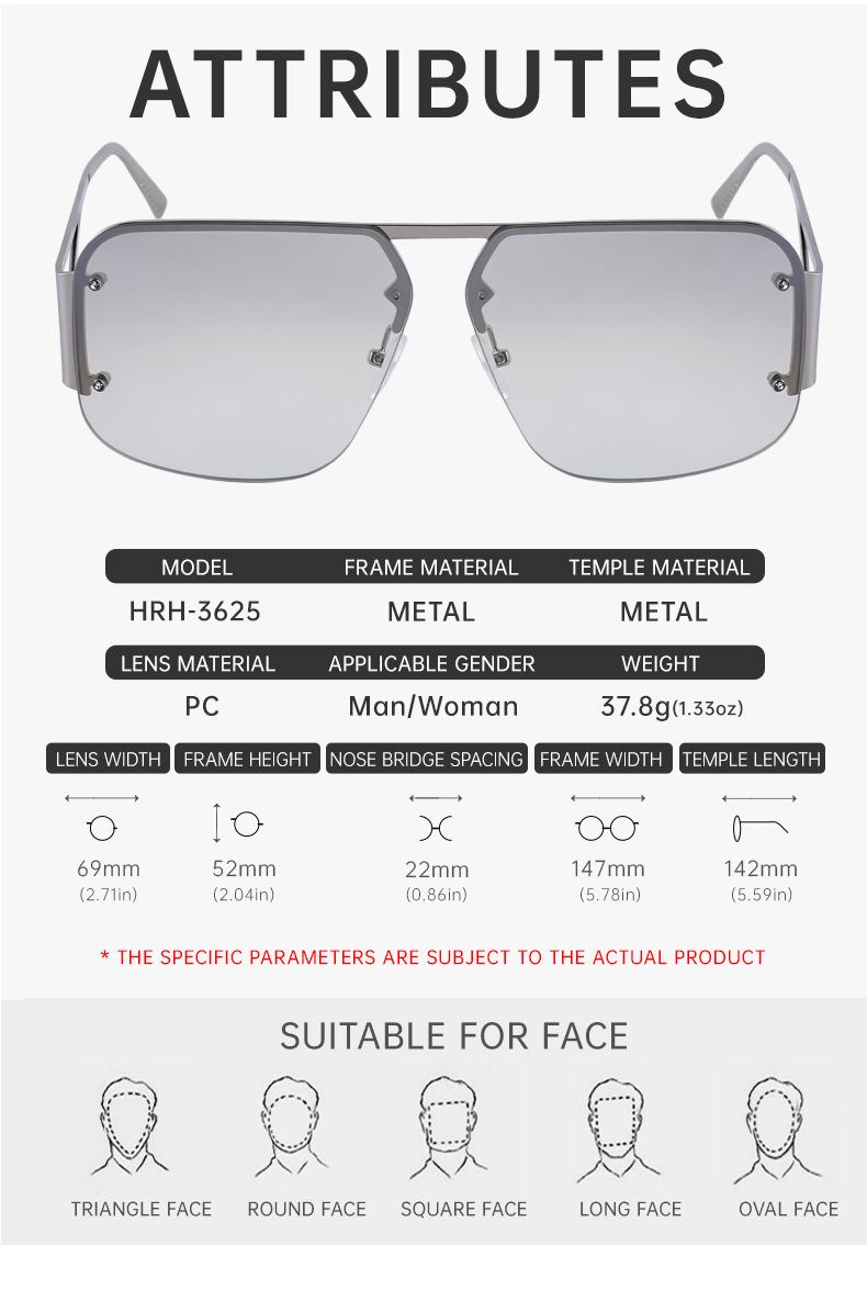 Sunglasses Unisex European Style Frameless Rectangular Shades_voghion.com