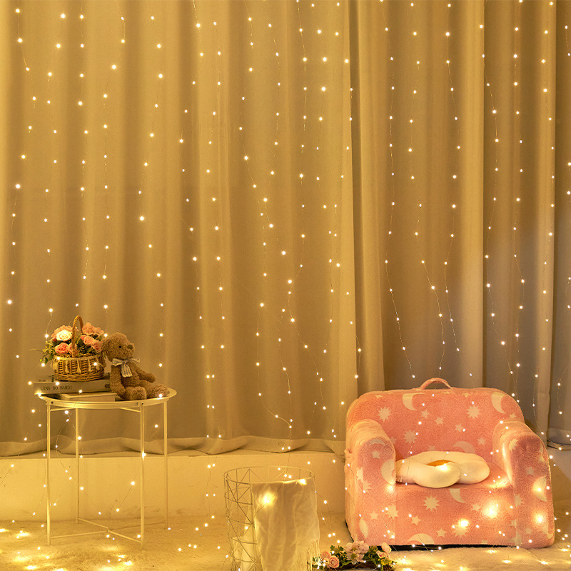 300LED lámpara de cortina de cobre 3 * 3m USB ocho funciones de control remoto Navidad al aire libre a prueba de agua lámpara de color de cadena de control remoto