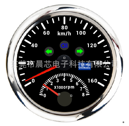 Motorcycle GPS | Motuoche automobile instrument - cx8201-black-dial-silver-cover-160kmh
