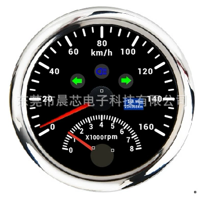 Car Tachometer Speedometer Two-In-One | automobile instrument - cx8201-black-plate-and-silver-cover-160kmh