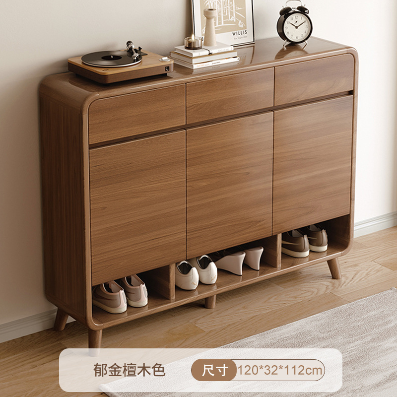 Zapatero de gran capacidad en color madera maciza para la entrada del hogar, armario de almacenamiento integrado para el pasillo al lado de la puerta, nuevo modelo de zapatero.