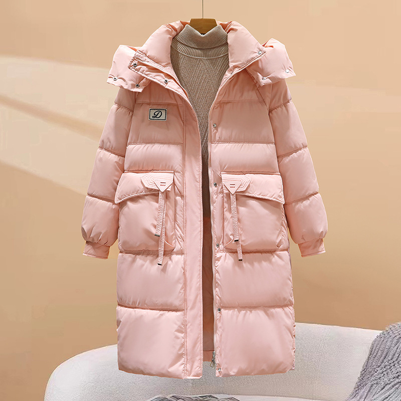 Damenbekleidung Wintermäntel Baumwolljacke für Damen mittlere Länge neue Winter verdickte über dem Knie lose Baumwolljacke_voghion.com
