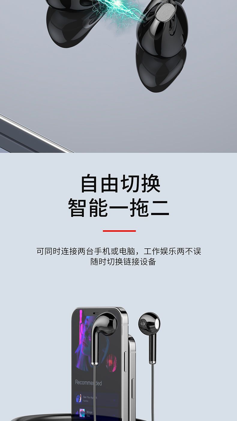 New 2025 Bluetooth Headphones, Wireless Neckband Style, Comfortable for Long-Wear, Suitable for Men and Women, Special for Sports and Running, High Battery Capacity
