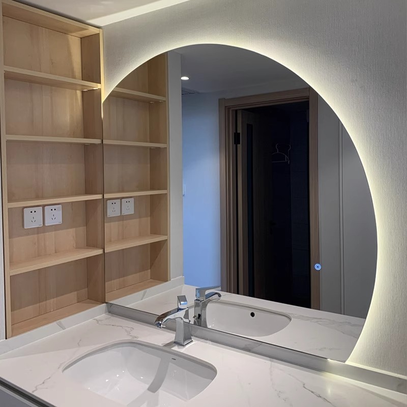 Smart Semi-Circular Bathroom Mirror Touch Screen Mirror Home Decoration Hotel Bathroom Bathroom Sink Vanity Mirror