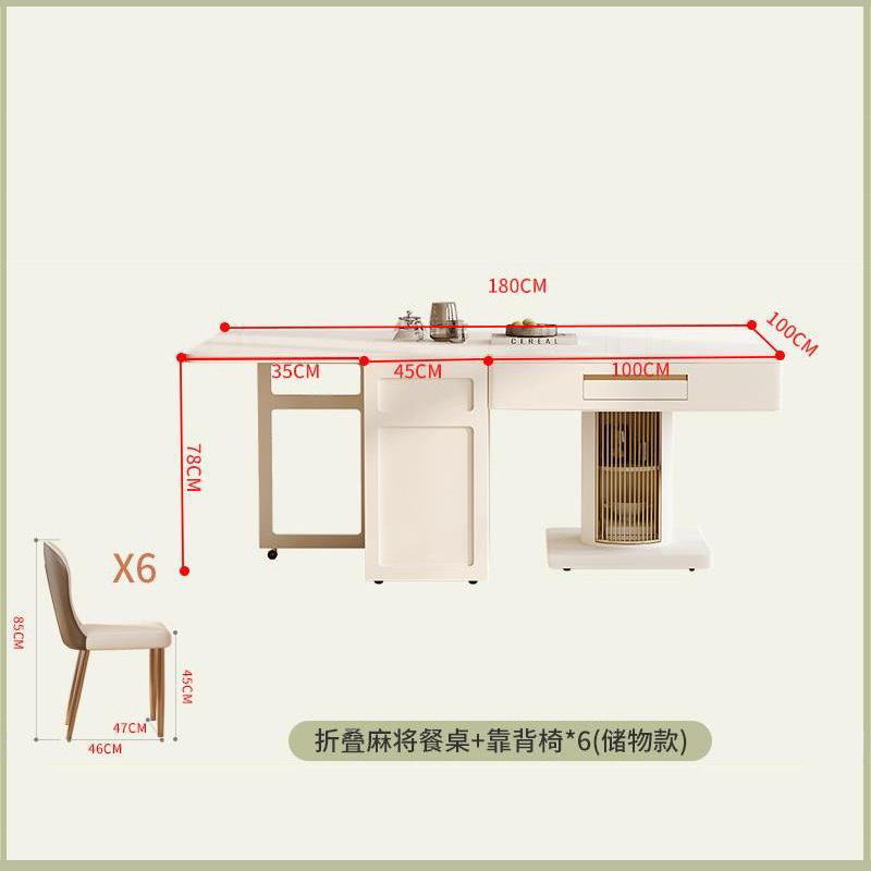 Mesa de mahjong, mesa de té, mesa de comedor de tablero de roca plegable, combinación de mesa y silla, todo en uno, hogar moderno y simple, apartamento pequeño, nuevo