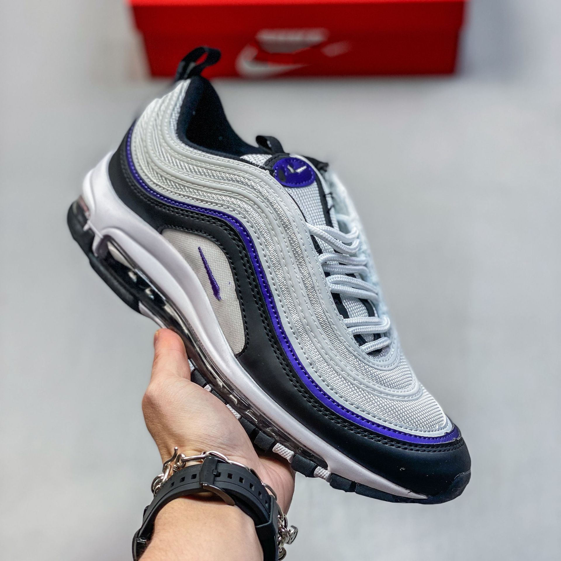 Pure original Max 97 retro bala reflectante cojín de aire zapatos para correr amortiguación transpirable todo fósforo ocio deportes zapatos de moda hombres y mujeres