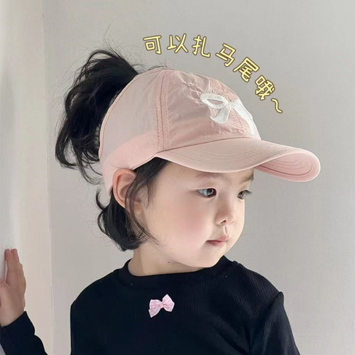 Children's Summer Hat Thin Quick-drying Duckbill Cap Half-top Can Tie Ponytail Sunshade Baseball Cap Baby Baseball Cap