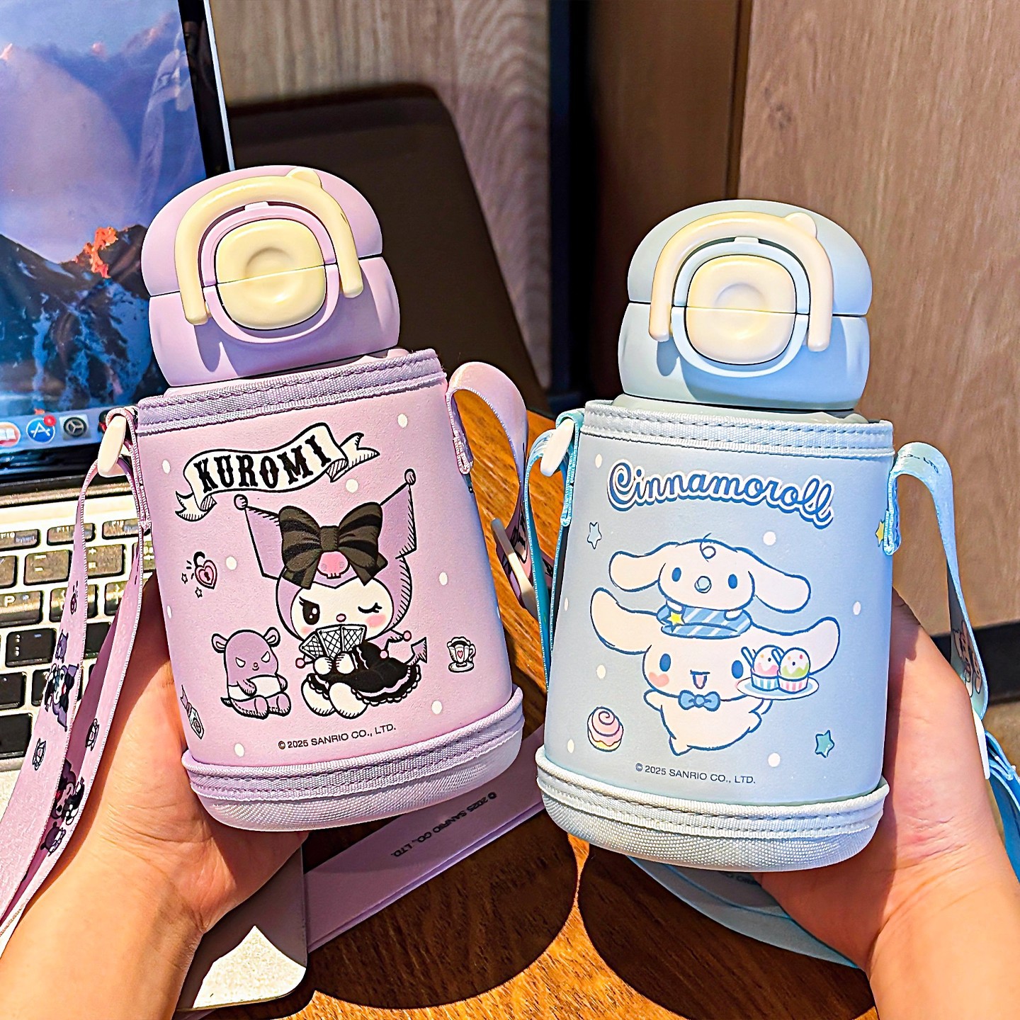 Taza termo Sanrio Kulomi para niños y estudiantes de primaria para ir a la escuela taza de paja especial para jardín de infantes de gran capacidad