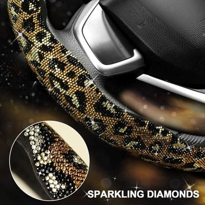 and shiny interior modification set for | Steering wheel cover - black-and-dark-brown-python-pattern1-piece-38cm