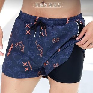 Swim Trunks Men's Anti-Embarrassment Loose Quick-Drying Men's Swimming Trunks Boxer Swimsuit Suit Beach Pants Hot Spring Swimming Equipment