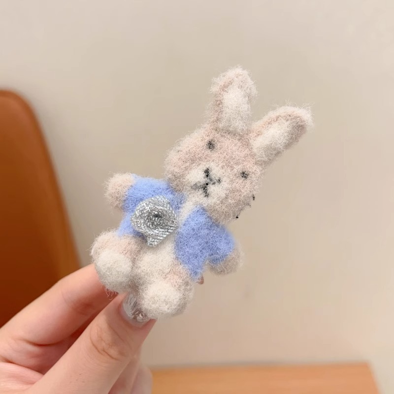 Clipper de cabello de conejo de peluche dulce para niños lindos pinzas de cabello laterales para niñas pinzas de cabello frises pinzas de boca de pato