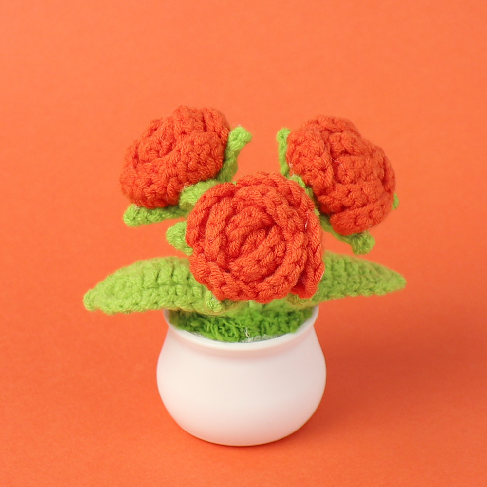 Rosas naranjas acabadas (3 cabezas) Pequeñas macetas