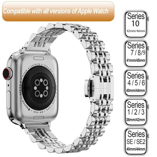 适用苹果iwatch手表不锈钢表带适配apple watch手表苹果s11手表带