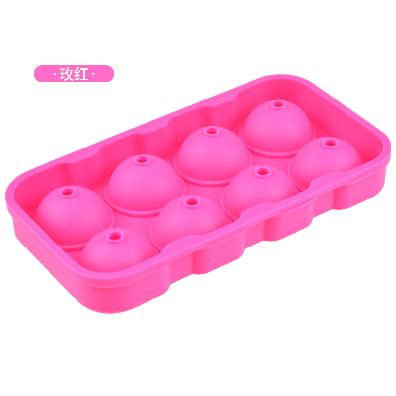 Amazon Venta caliente 8-pieza hielo hockey molde verano hogar comercial silicona 8-agujero ronda bandeja de hielo cubo de hielo congelado