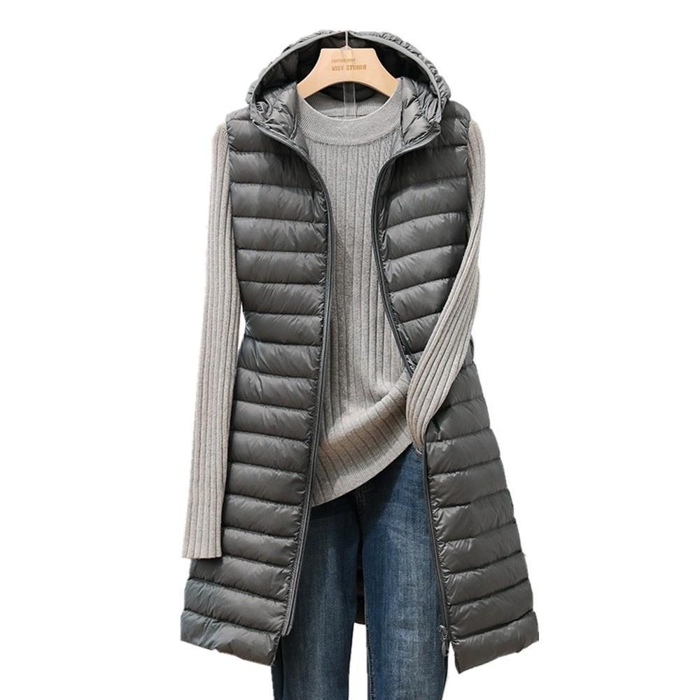 Lotto di canottiere in cotone leggero con cappuccio in piumino di cotone di media lunghezza autunno/inverno 2023 da donna_voghion.com