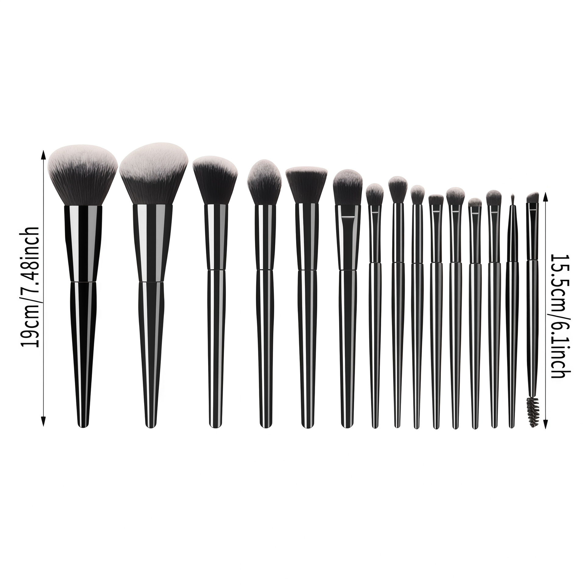 49 combinaciones de nuevo estilo transfronterizo de 15 pinceles de maquillaje de lana suave bolsa negra de soplo de alta calidad