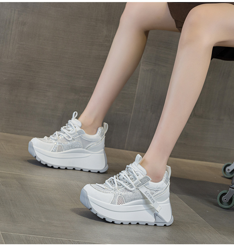 Giày sneaker nữ đế dày lưới thoáng khí phong cách retro — Xám 5066, Be 5066, Hồng đào 5066 chi tiết 13