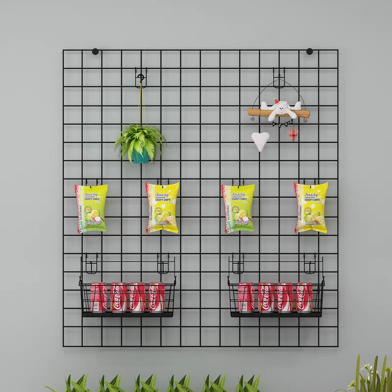 鉄線網片鉄芸網フック鉄網棚格子網棚アクセサリー展示棚背景写真壁|undefined