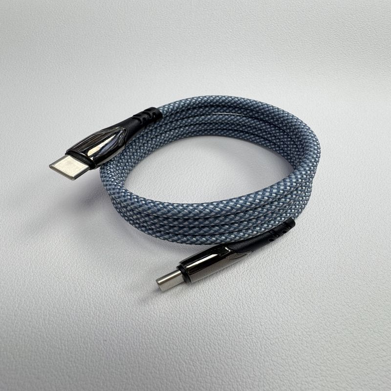 Magnetic storage data compact car fast dual Type-C laptop charging cable, magic weaving cable_voghion.com