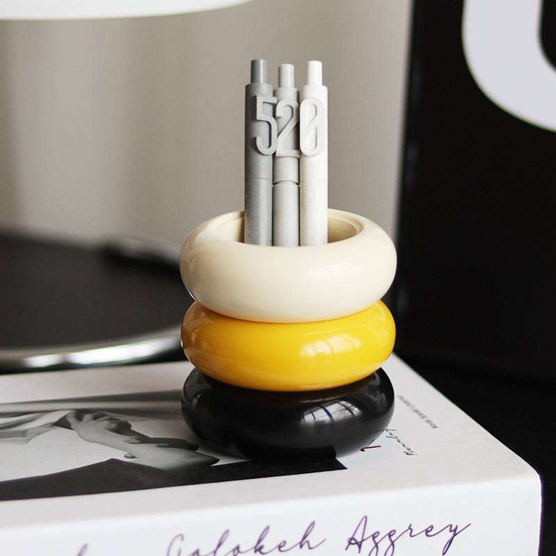 Nordic ins estilo melamina redonda de escritorio caja de almacenamiento de escritorio titular de la pluma engrosada papelería de oficina Titular de La Pluma