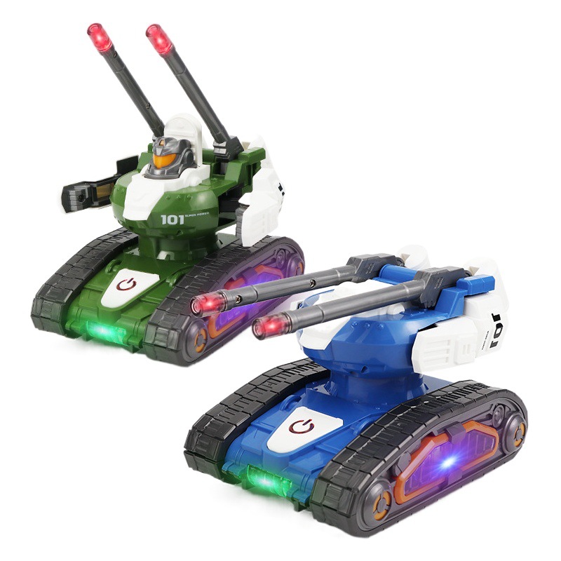 Robot de tanque de deformación universal eléctrico truco de conducción automática carro de juguete para niños giratorio luminoso transfronterizo