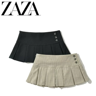 ZAZA 自制欧美风 批发女装 时尚百搭气质休闲设计款复古百褶半裙