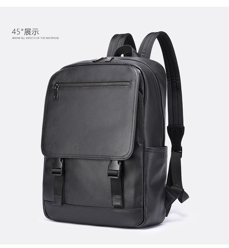 Ba lô nam da bò thật công sở đựng laptop 15,6 inch, ba lô du lịch ngoài trời — 816 màu đen, 9157 màu đen, 9197 màu đen, 8226 màu đen chi tiết 45