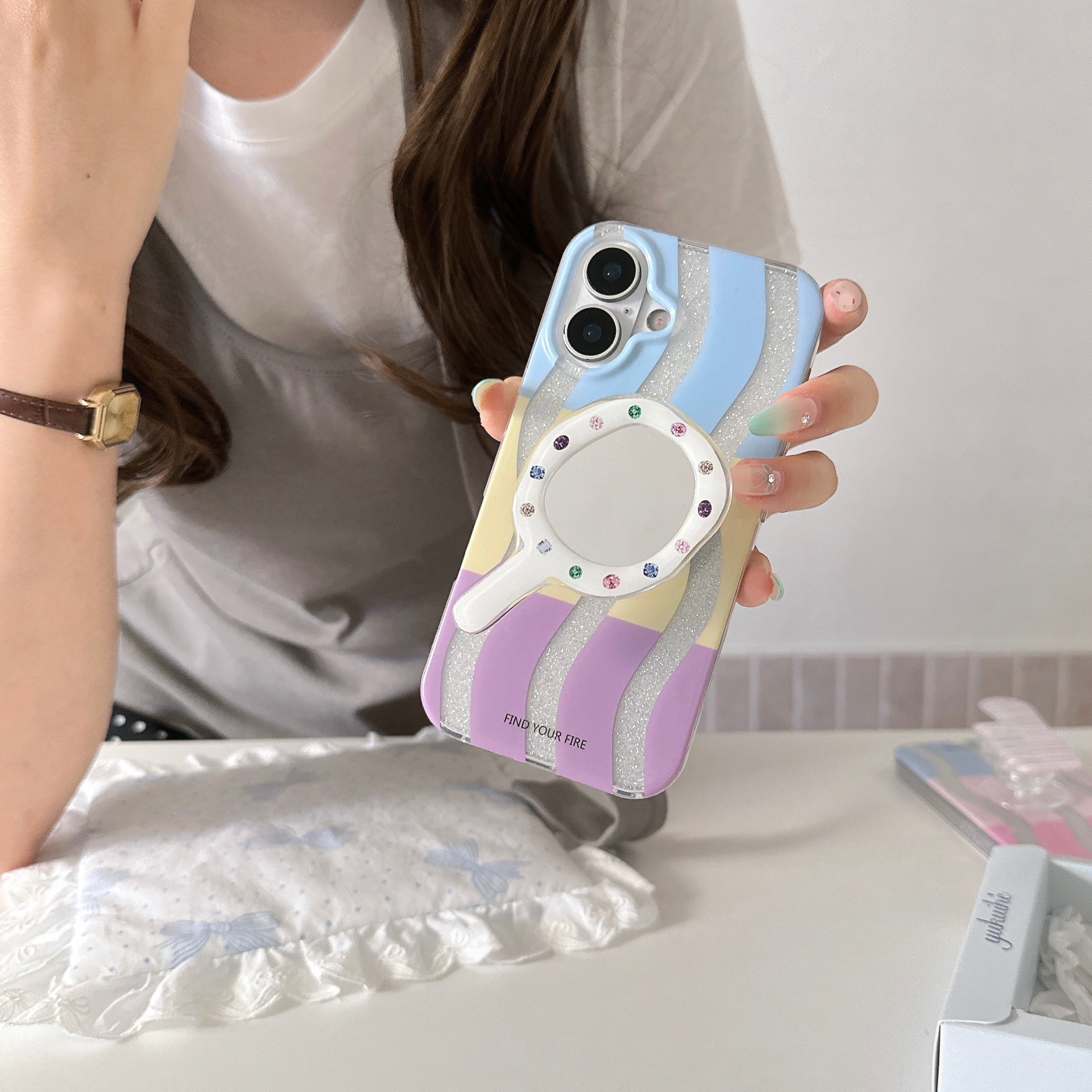 Rayas onduladas de color de nicho para Apple 16Pro funda para teléfono móvil 15ProMax peine 14/13 nuevo 16PM