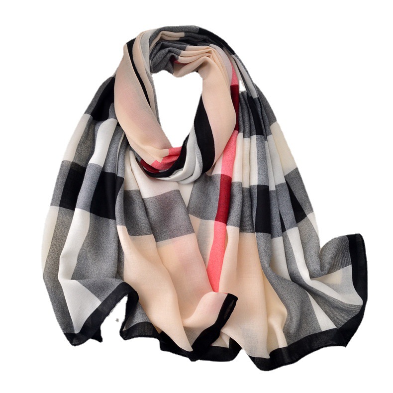 Bufanda de mujer otoño e invierno cálido de la tela escocesa británica estilo coreano largo bufanda de doble uso Vacaciones verano protector solar playa toalla chal