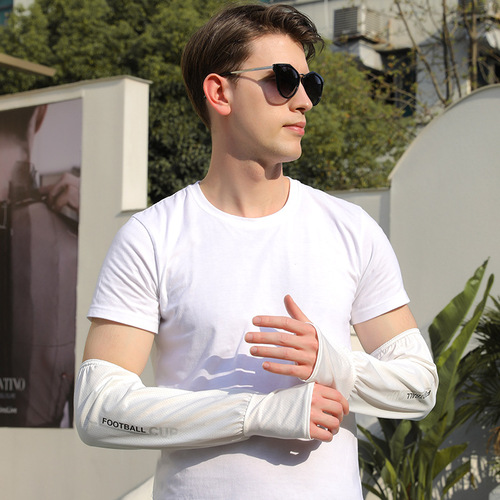 Trendy men's ice silk loose sleeves outdoor sun protection arm sleeves men's breathable arm ice silk gloves thin style