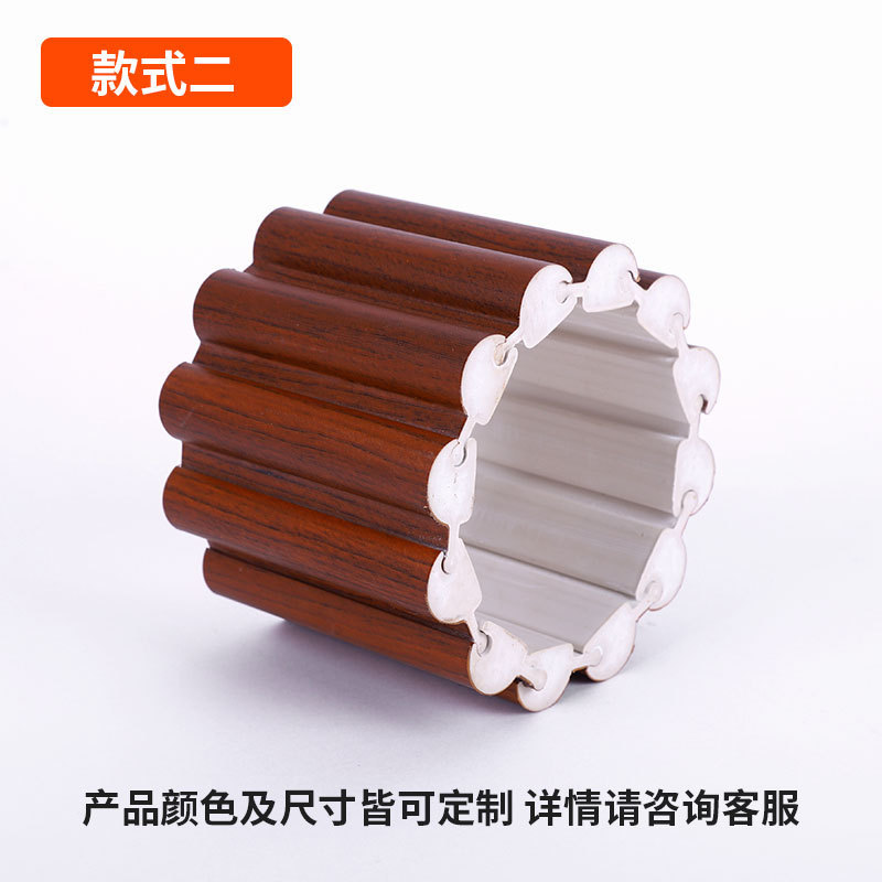 竹木纤维圆弧旋转格栅板大堂室内装修弧形立柱装饰凹凸造型护墙板|undefined