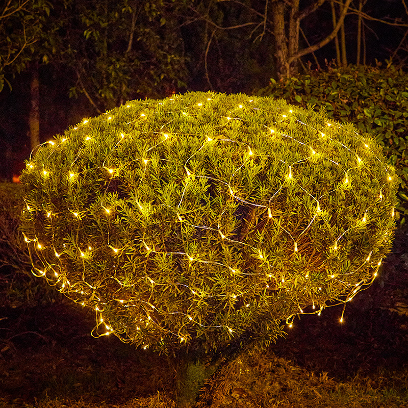 Luces solares para redes de pesca, impermeables para exteriores, decoración para arbustos, árboles, jardines y patios, luces navideñas impermeables para exteriores