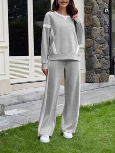 秋冬女式新款欧美休闲宽松时尚运动服舒适两件套装|undefined