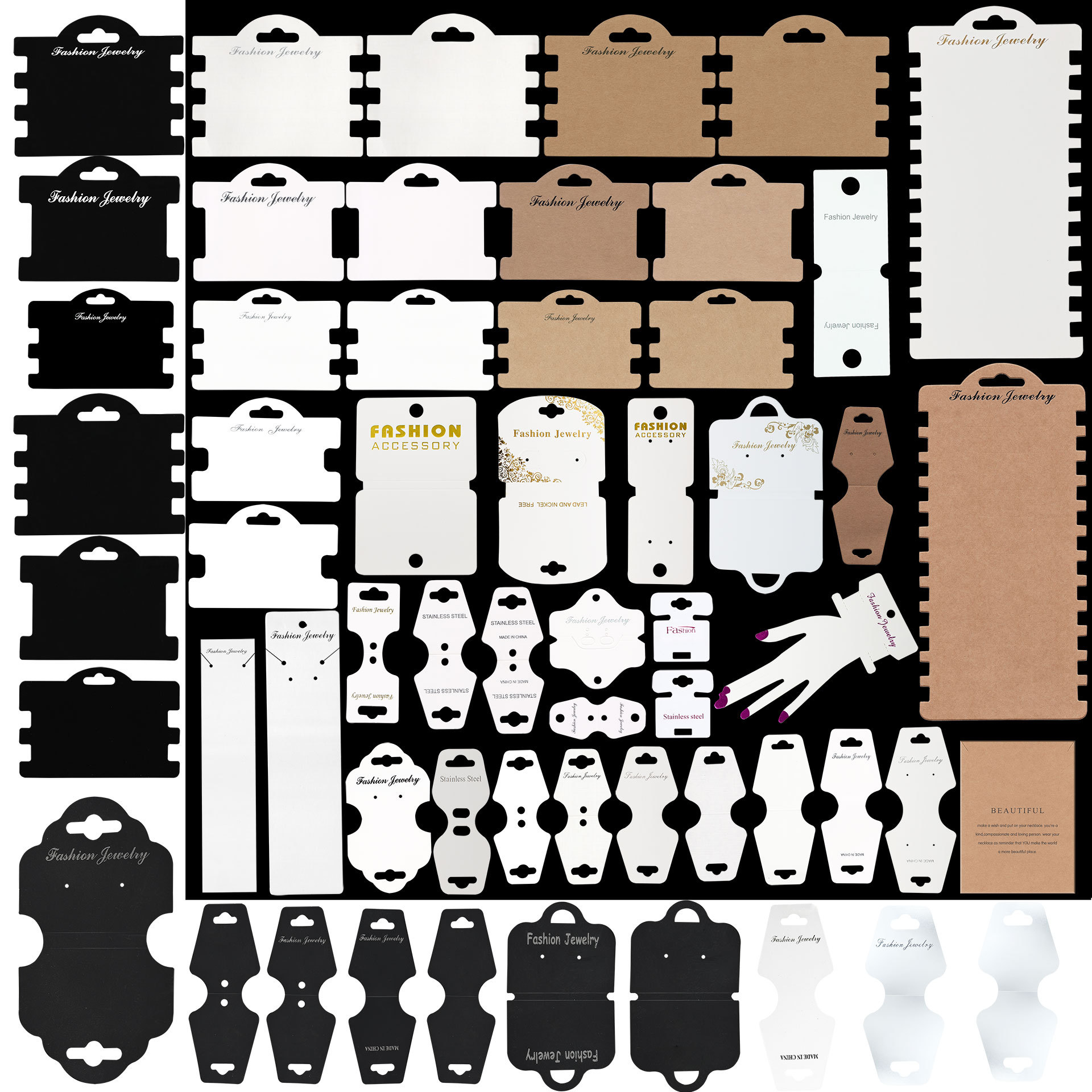 流行饰品牛皮纸空白卡片项链卡片手链卡对折卡工字手链卡