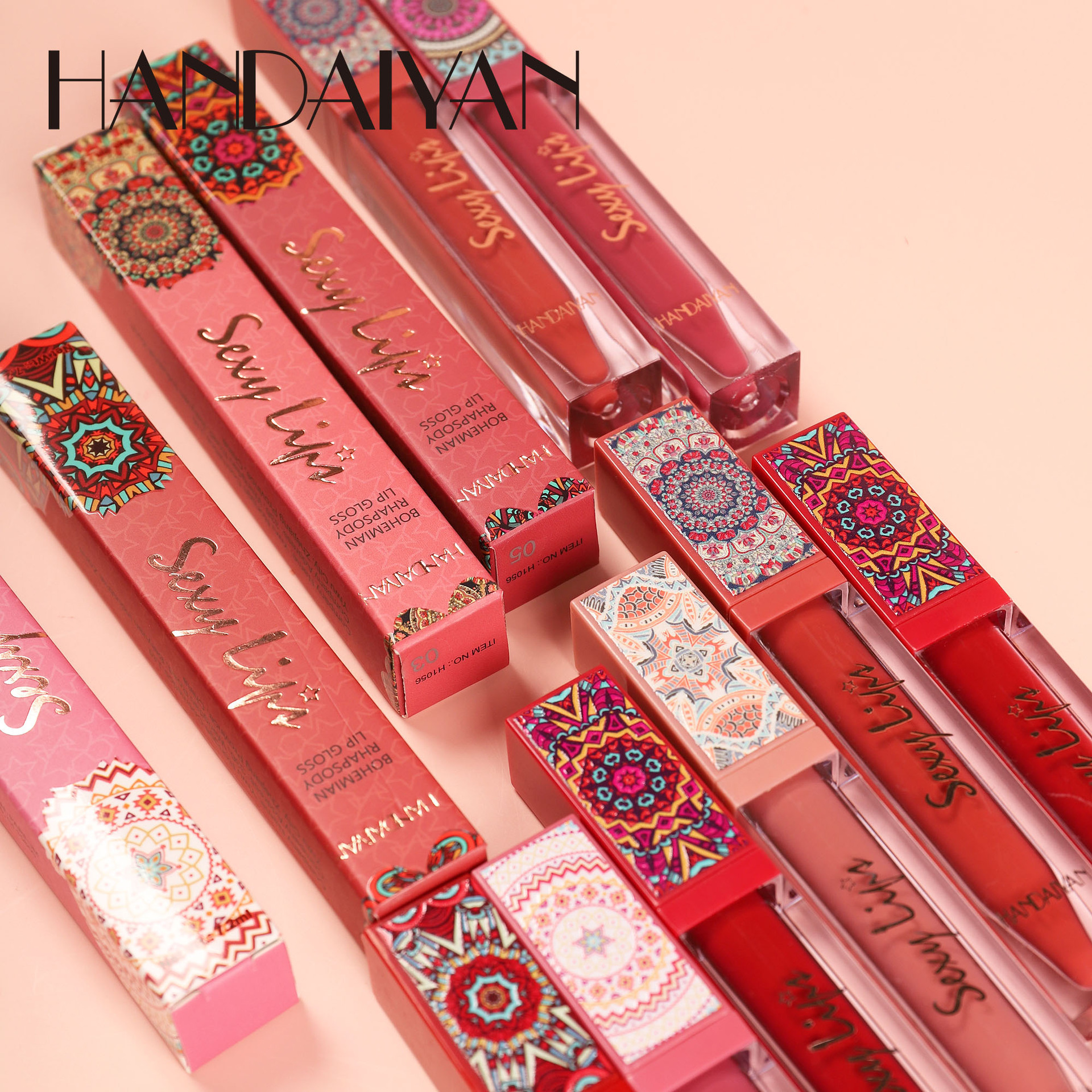 Esmalte labial transfronterizo al por mayor Bohemia HANDAIYAN mate esmalte labial sin tazas de esmalte labial humectante