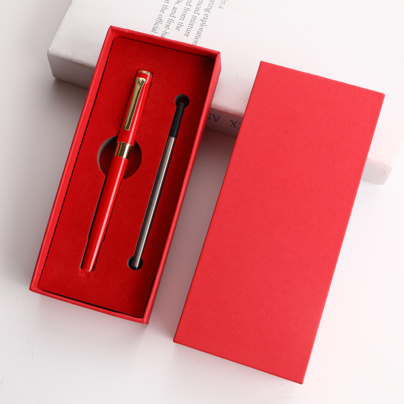 Juego de alta calidad rojo regalos de negocios metal bolígrafo de firma bolígrafo personalizado logotipo publicitario bolígrafo neutro
