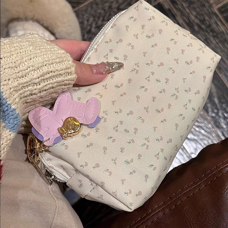 インスタイルインターネットセレブぬいぐるみ新鮮でかわいい小さな花柄鉛筆バッグ大容量収納袋旅行化粧品袋|undefined