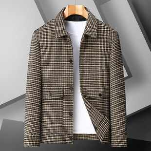 Plus size jacket men's lapel shirt casual coat handsome autumn and winter plus size trendy brand Youth loose top