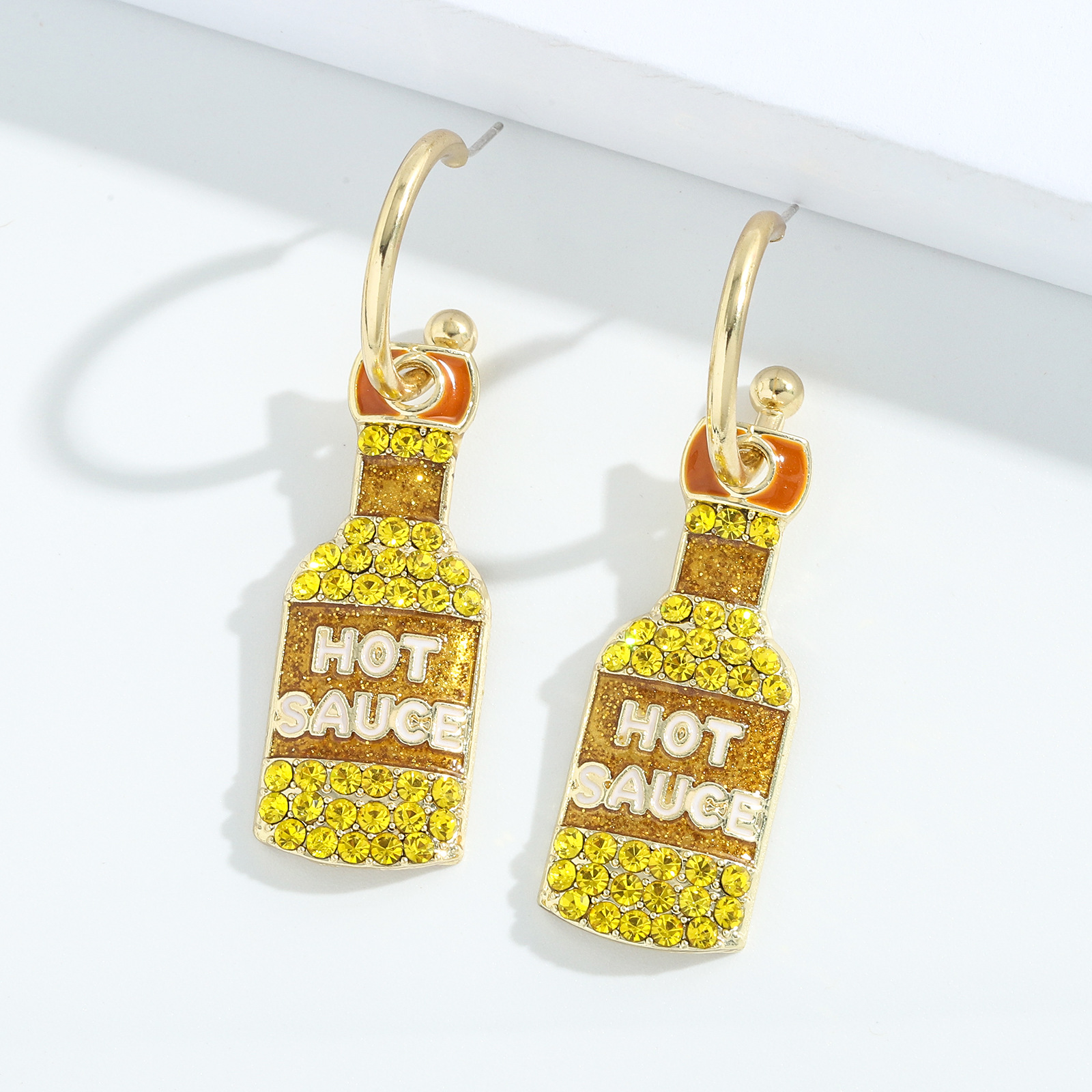 Fashion Letter Creative Wine Bottle Shape Alloy Diamond Earrings display picture 5