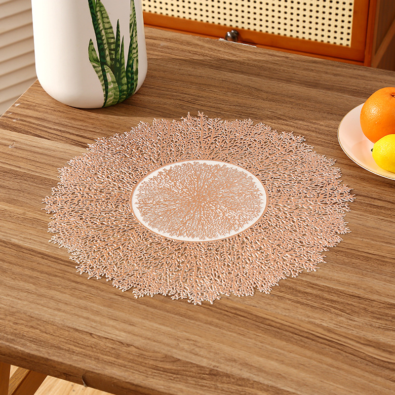 Amazon romántico estilo francés almohadilla de PVC redonda creativa fuegos artificiales alta sensación de lujo ligera almohadilla de aislamiento térmico impermeable