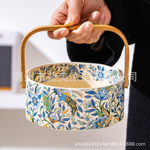 高端设计师鸢尾花水果盘新年高颜值客厅茶几家用果篮餐具零食摆盘