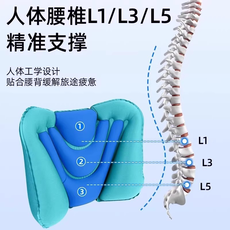 按压式充气腰垫长途坐飞机旅行腰枕护腰靠垫腰托睡觉通用高铁便携|undefined