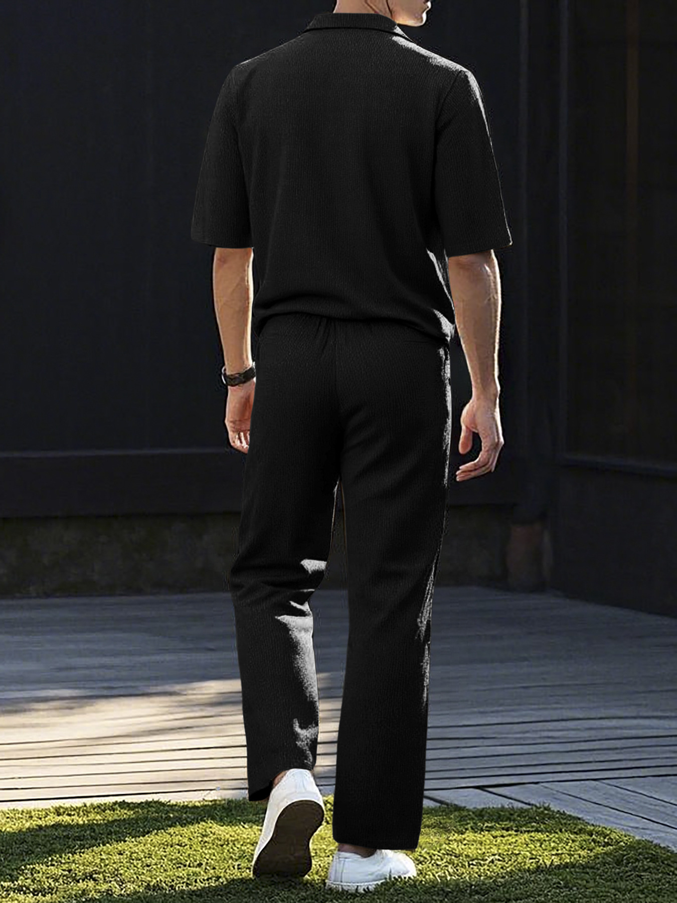 Casual Men's Two-piece Set Solid Colour Spring Summer Commuter_voghion.com