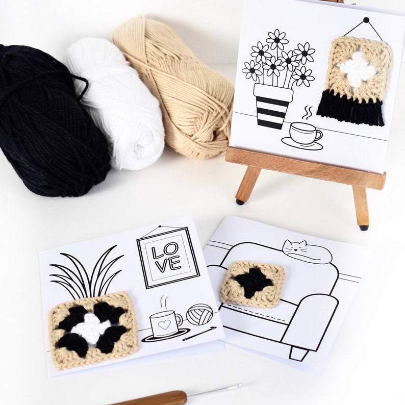 [재료 패키지] 스틱 그림 뜨개질 인사말 카드 세트