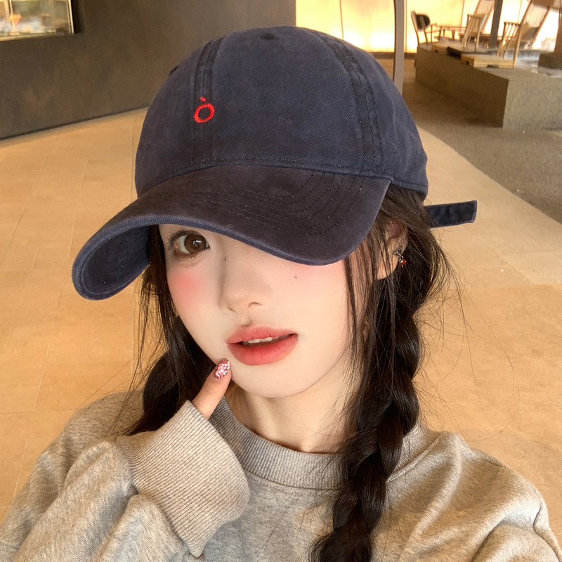 New Foreign Trade Simple Embroidered Baseball Cap with Enlarged and Deepened Sun Protection, Face-Slimming Soft Top, Wide-Brimmed Duckbill Cap