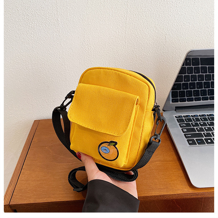 112g Weight Sewing Thread Fashion Element Zipper Closure Type Single Shoulder Strap Strap Type Square Bag Bags Type Casual Occasion Canvas Material Fruit, Solid Color Pattern All Seasons Season Women's Gender Streetwear Style Square Shape Small Size Women's Small Canvas Fruit Solid Color Streetwear Sewing Thread Square Zipper Square Bag 4