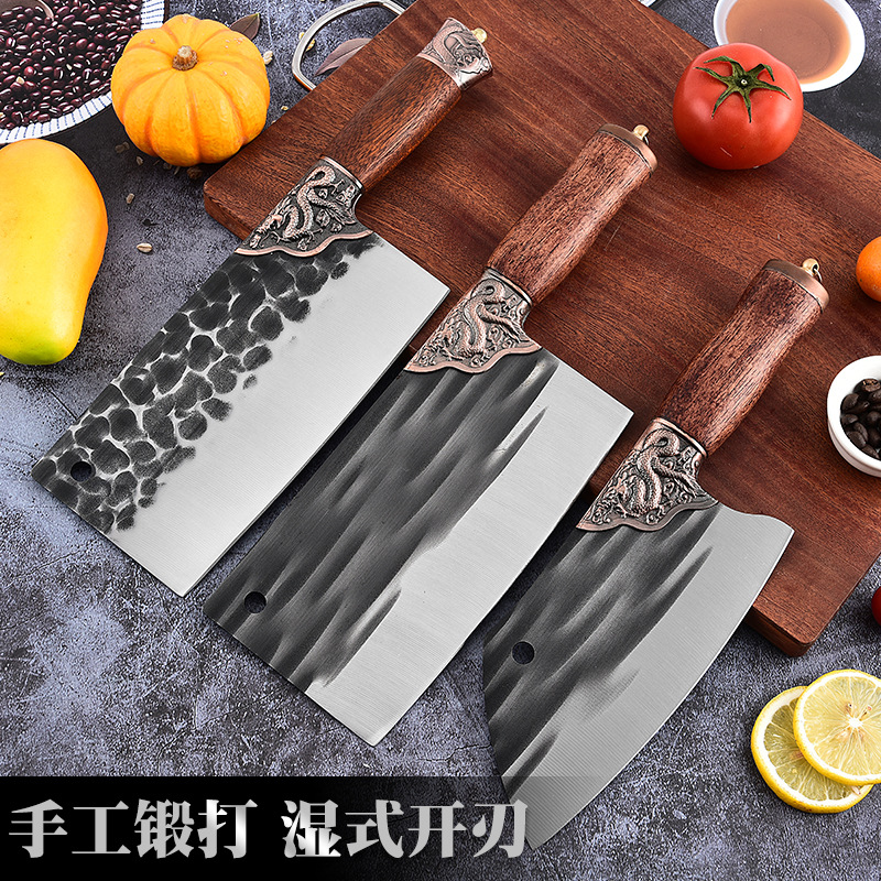龍泉手工鍛打錳鋼菜刀家用超快鋒利刀具廚師切肉切菜刀斬切兩用刀