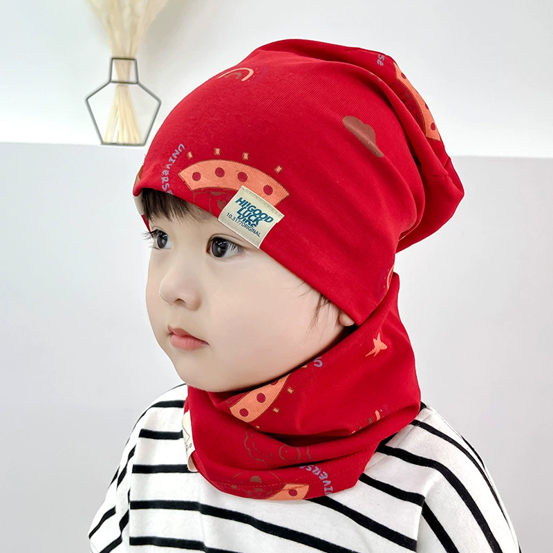 Children's hat, cotton scarf, windproof demi-season baby cap