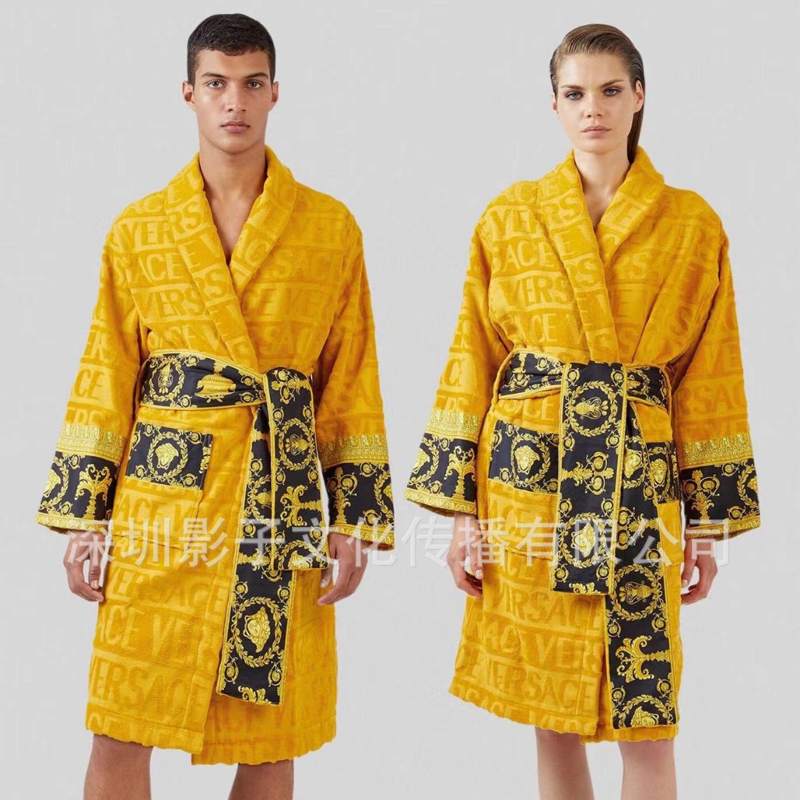 Four Seasons Albornoz universal camisón largo invierno de secado rápido negro Material de toalla absorbente de Albornoz de algodón puro transfronterizo para pareja hombres y mujeres