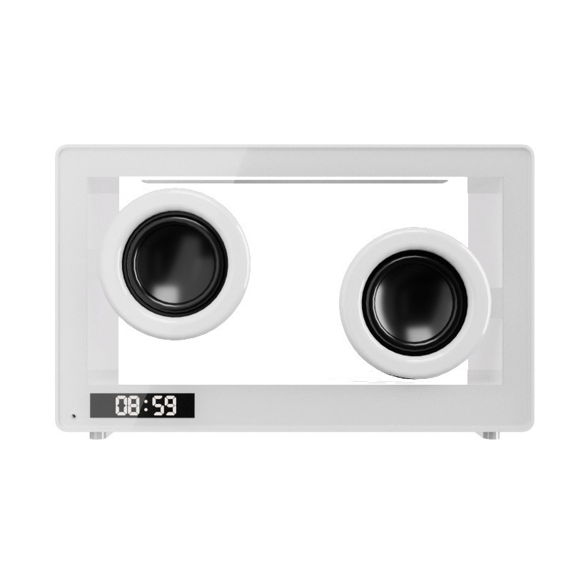 クリエイティブギフトカラフルな雰囲気ライトワイヤレス Bluetooth 透明シンプルなコンピュータ小型オーディオ時計目覚まし時計カードスピーカー|undefined